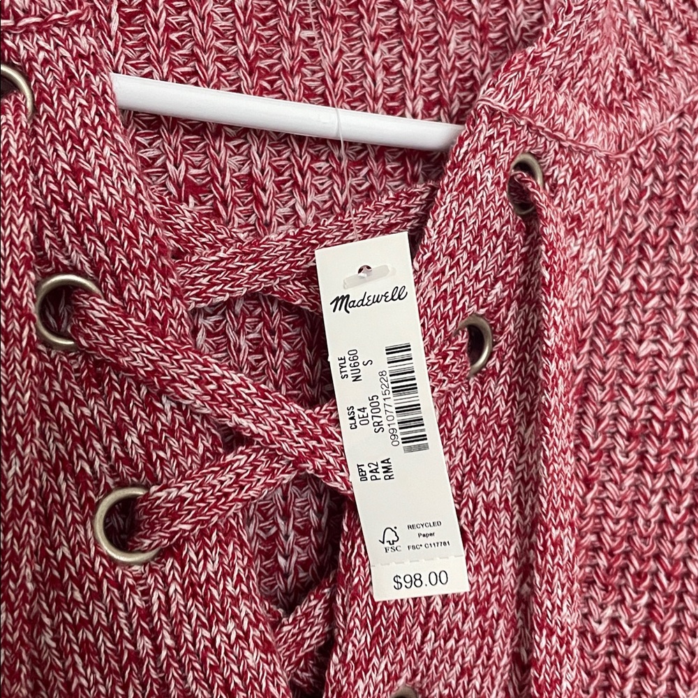Marled Ribbed Lace-Up Sweater - Picture 2 of 7